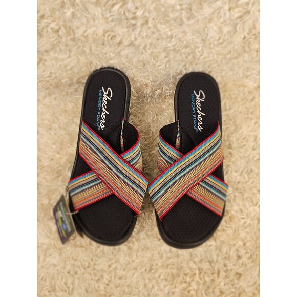 Skechers Memory Foam Stretch Woven Platform Sandals, Size 6 - Picture 4 of 7